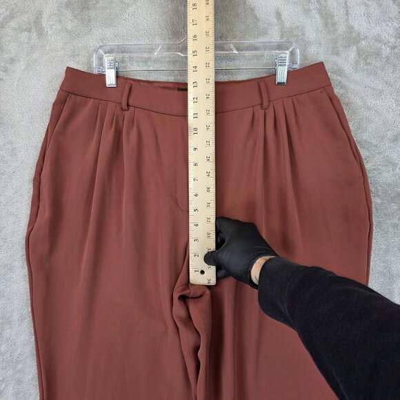 Express Pants Womens 14 Brown Ankle High Rise Tapered Pleated Dress Work Trouser - Picture 3 of 12